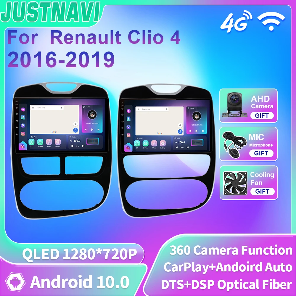 

JUSTNAVI QLED For Renault Clio 4 2012-2019 Android 10 Car Radio Player GPS Navigation 4G WIFI Carplay Android Auto DSP 2 Din