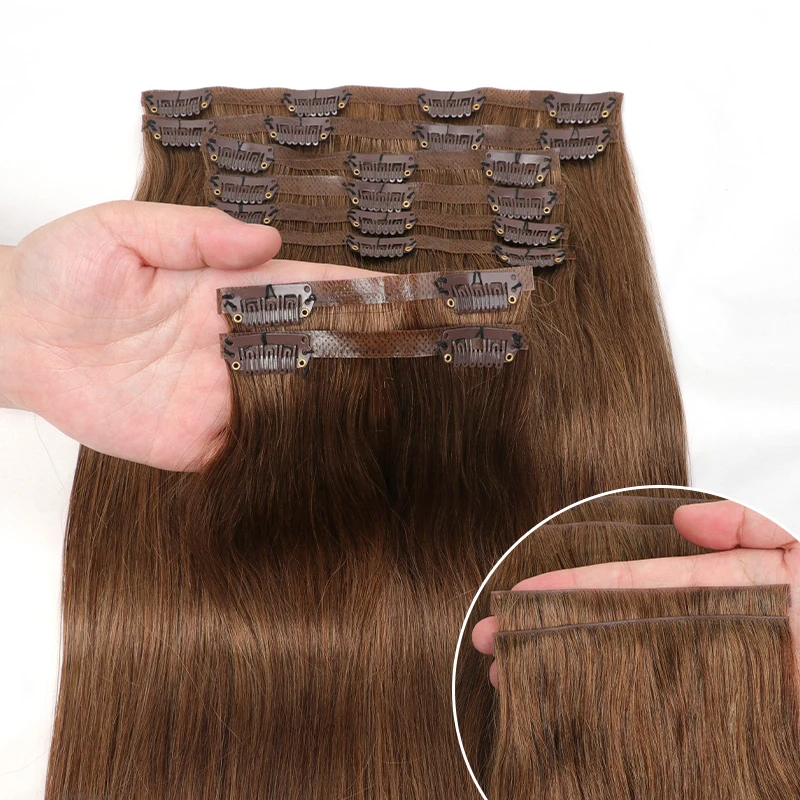 Estensioni dei capelli con clip Capelli umani veri al 100%, estensioni con clip da 12-24 pollici 100-120 g per donne, capelli lisci invisibili - immagine 2