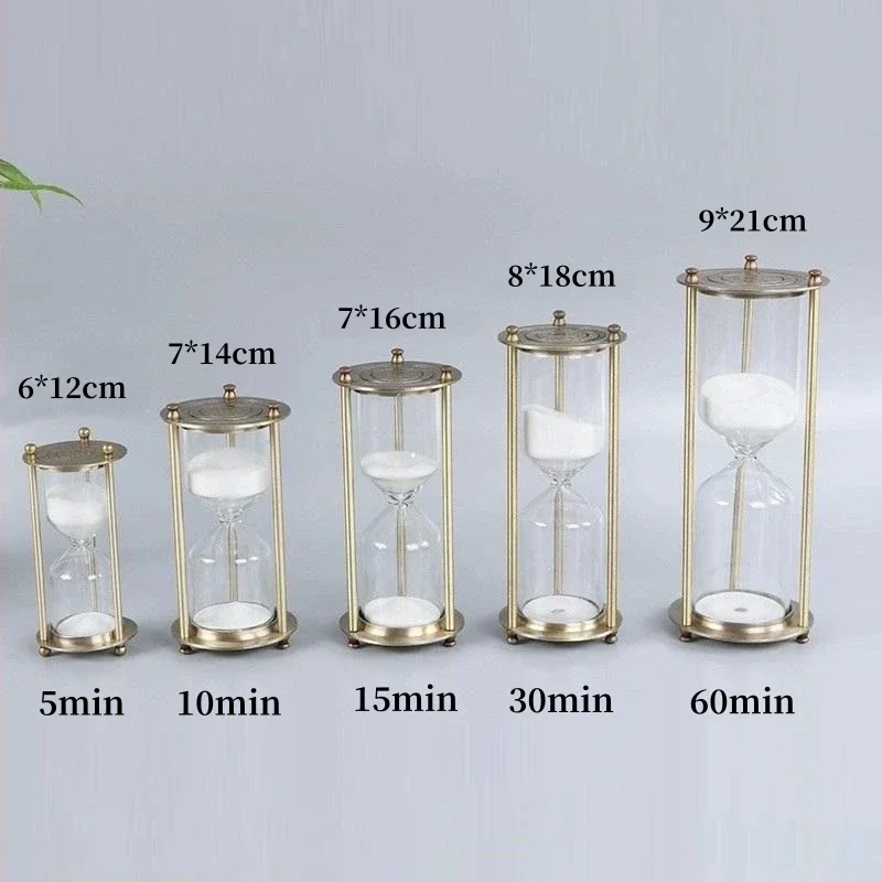 5/10/15/30/60 Minutes Retro Metal Hourglass Creative Kid's Toothbrush Timer Glass Sand Clock Living Room Desktop Office Decor