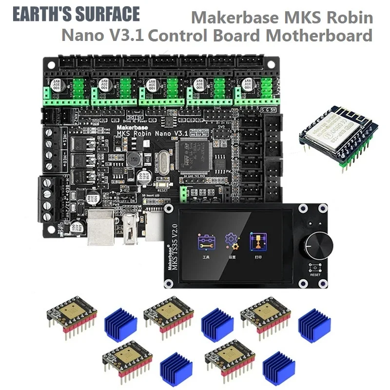 ES-3D Printer Parts Makerbase MKS Robin Nano V3.1 3D Printer Control Board Motherboard TS35 TFT Touch Screen Compatible TMC2209