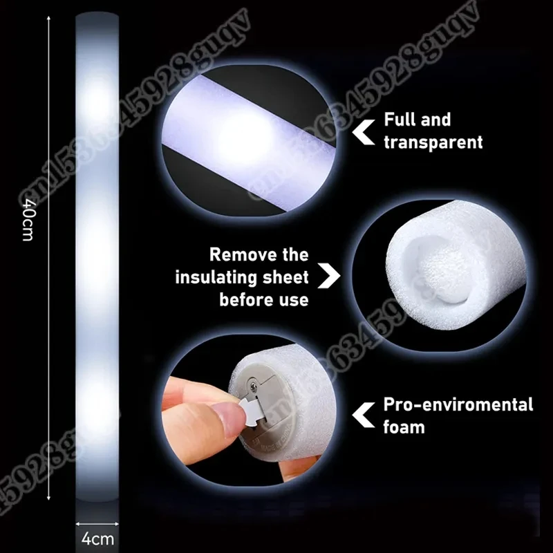 130-Pack White Foam Glow Sticks For Weddings - Bulk LED Light Up Party Glow W