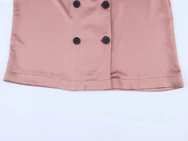 Women's Double-Breasted Satin Blazers & Long Trousers