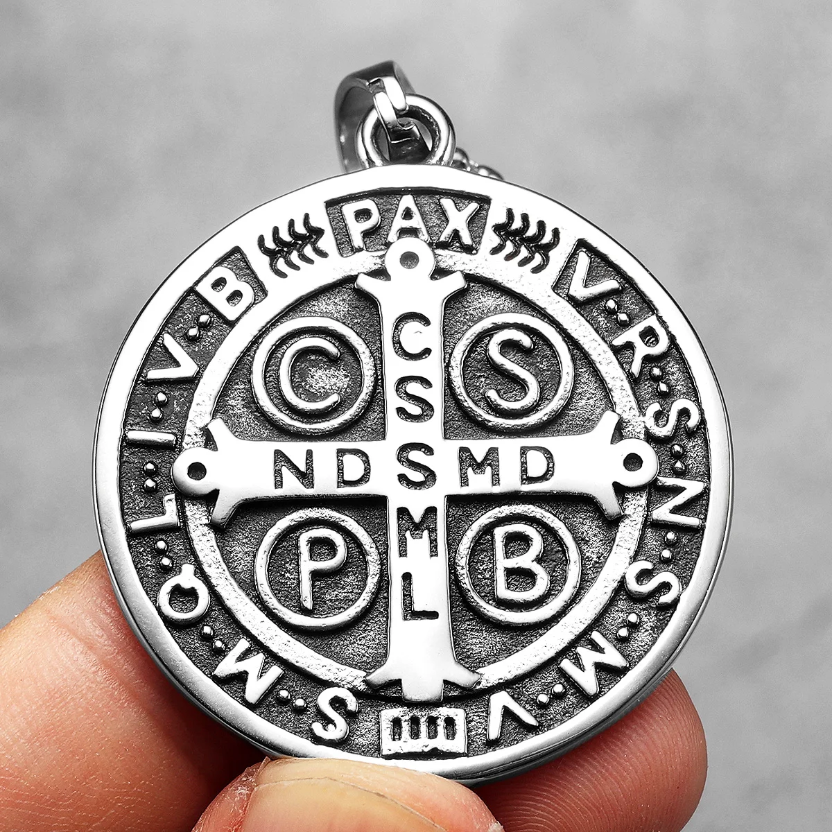 St.Benedict  Exorcism Stainless Steel Men Necklaces Pendant Chain Powerful Amulet Vintage New For Women Jewelry Gifts Wholesale 3