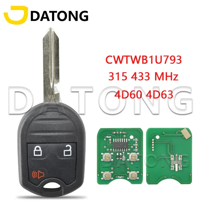World Car Remote Key Datong Per Ford Edge Expedition Mustang Explorer Ranger Windstar 315/433Mhz 4 D60/4 D63 Chip Auto Smart