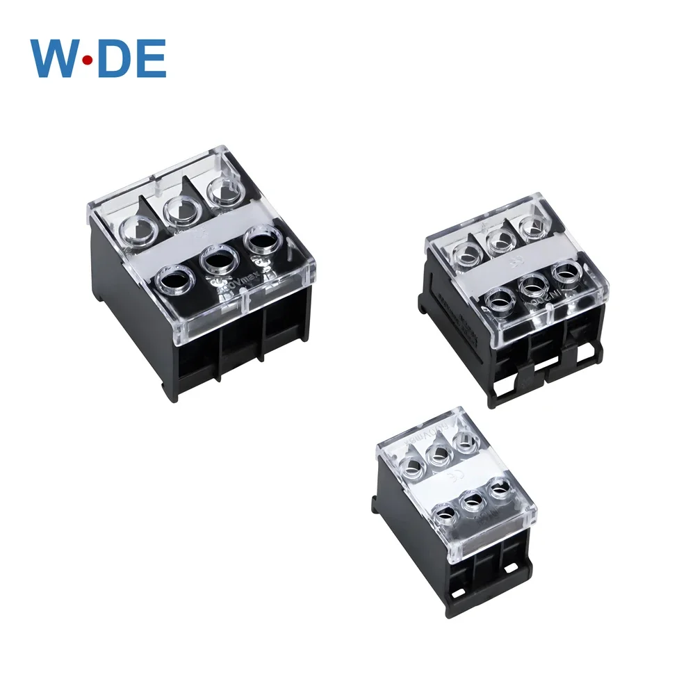 DIN Rail Terminal Block DIN Rail 1 Piece DIN Rail Terminal Block IN Type Junction Box 600V 20/30/50/60/90/130/240A Split High Current Brass Wire Connector