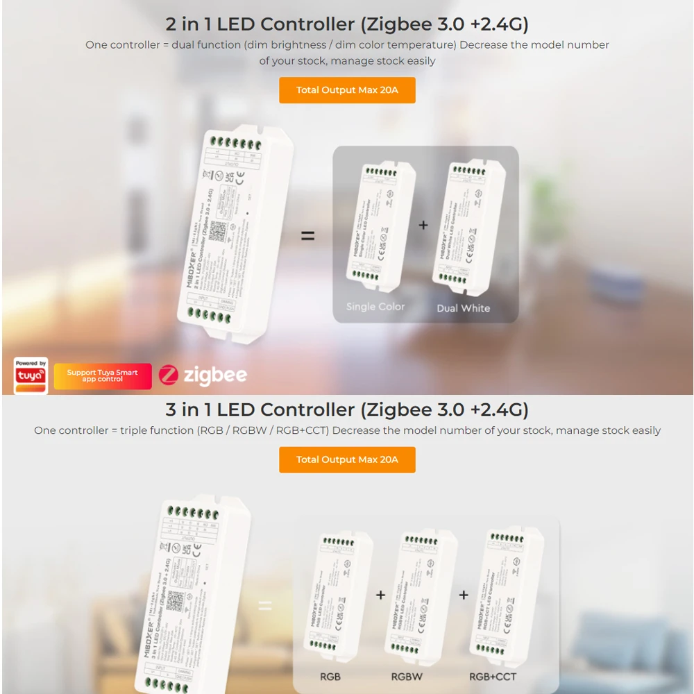 

Miboxer Tuya APP 2,4G RF Zigbee 3,0 дистанционное управление 2 в 1 двойной белый одноцветный 3 в 1 RGB RGBW RGBCCT светодиодный контроллер полосы 12 в 24 В