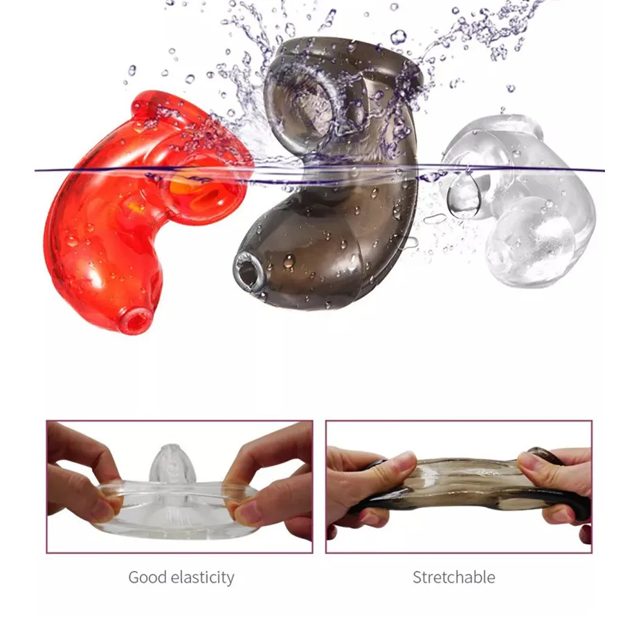 Soft Male Chastity cage Cock Sling 2 Ball Sling Stretcher Ball Stretcher Male Chastity Cage Delay Ejaculation Sex Toys for men