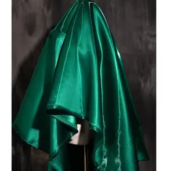 Blue Luxury Glossy Metallic Reflective Satin Fabric for Fashion and Formal Wear (Emerald Green)