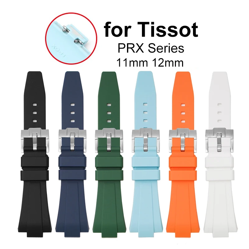 

11mm 12mm Silicone Watch Strap for Tissot PRX Series Band Quick Release Rubber Sport Bracelet Women Men's Watch Band Accessories