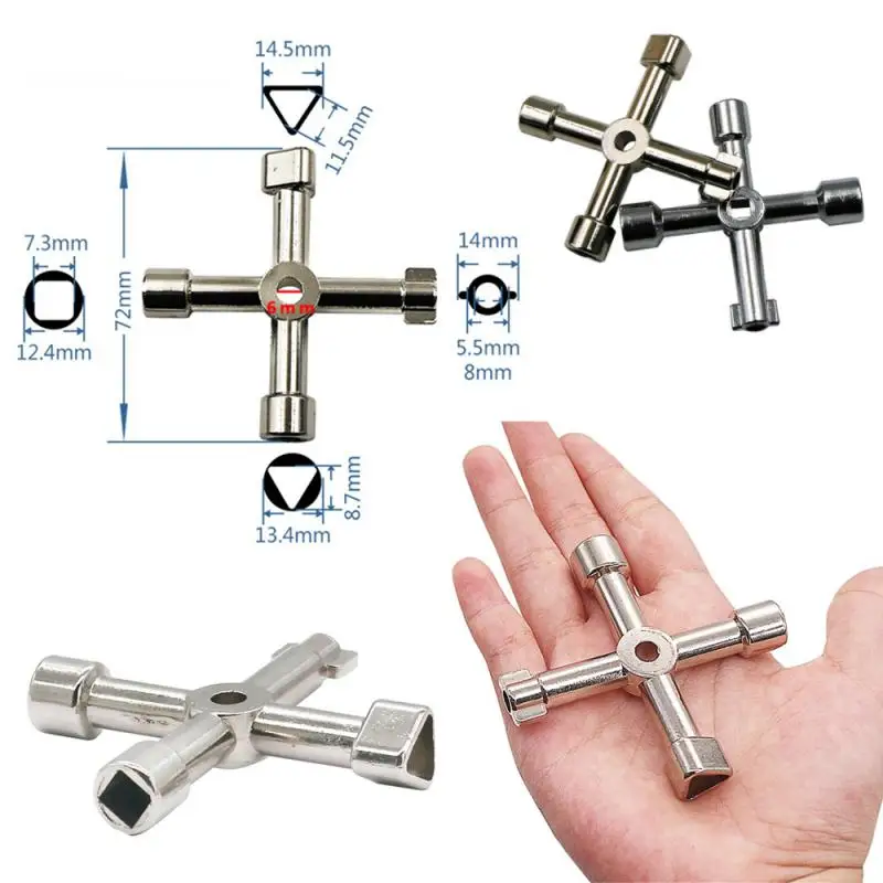 

Multi-Size Triangle Key Wrench Cruciform Electric Control Cabinet Internal Elevator Door Water Meter Valve Square Round Hole