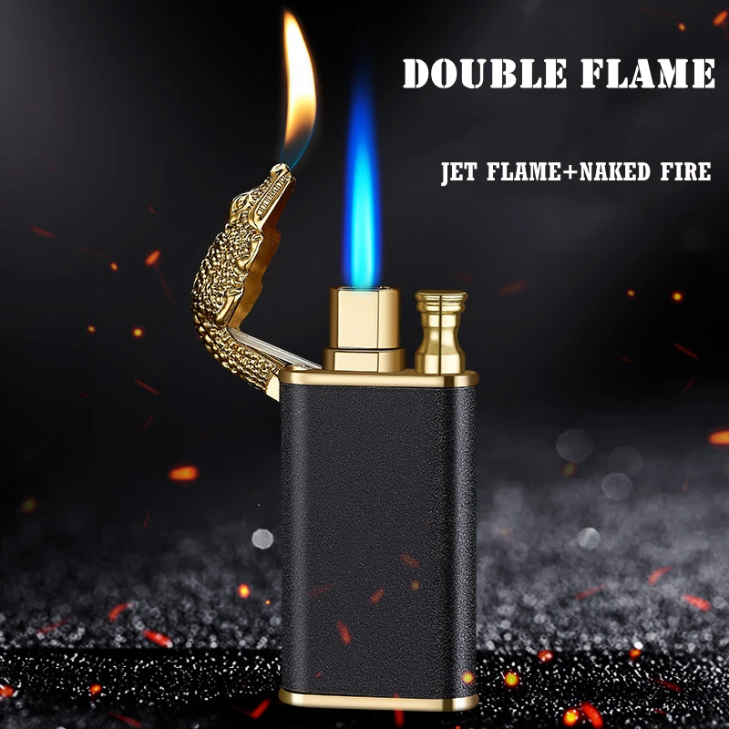 Luminous Crocodile Dolphin Double Fire Lighter Windproof Blue Flame