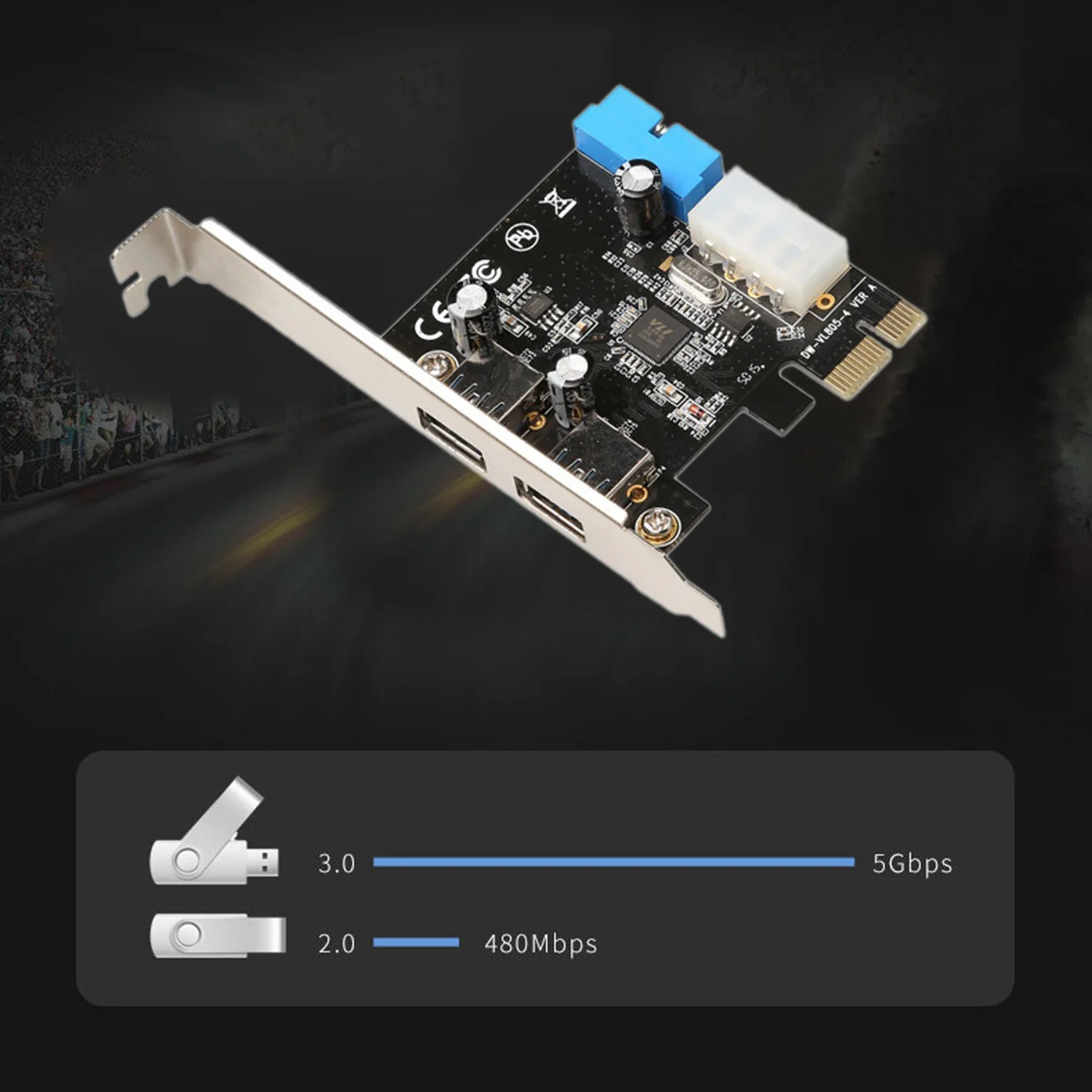 마더보드 확장 카드, 데스크탑 20 핀 전면 인터페이스, Pci-E to Usb3.0 확장 카드