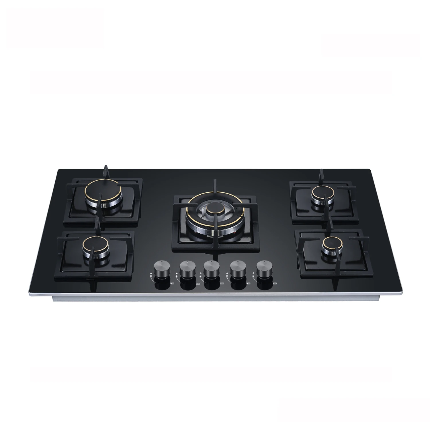 Factory Black Tempered Glass 5 Burner Gas Cooker Stove Hot Selling Gas Cook Tops