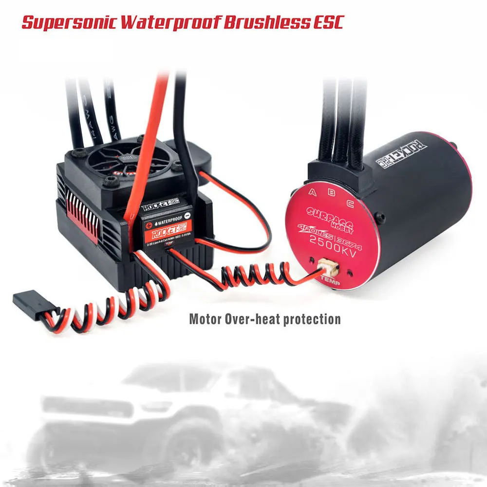 Vue de dessus du Rocket RC Supersonic V2 ESC 120A montrant les soudures et composants