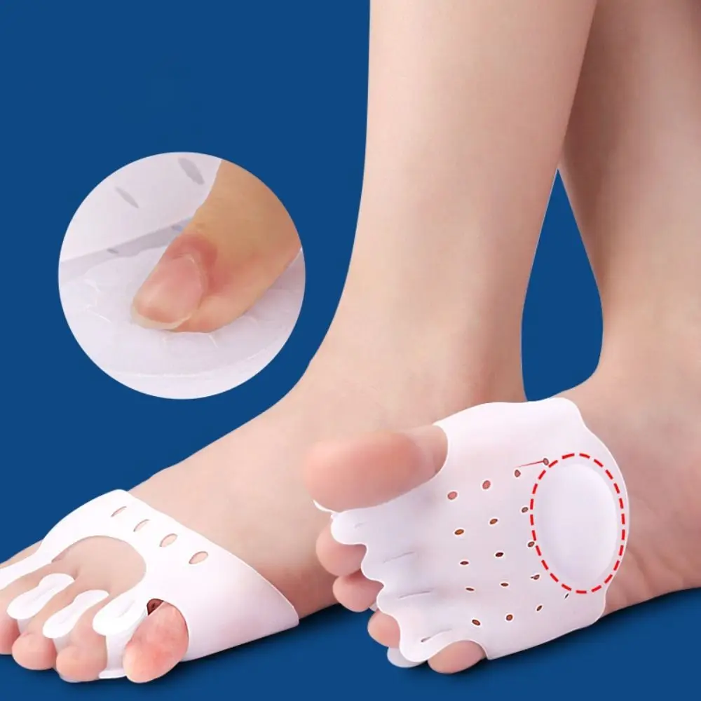 1Pair New Silicone Five Toe Separator Hallux Valgus Spacers Orthopedic Bunion Corrector Forefoot Pads Braces Toe Separator