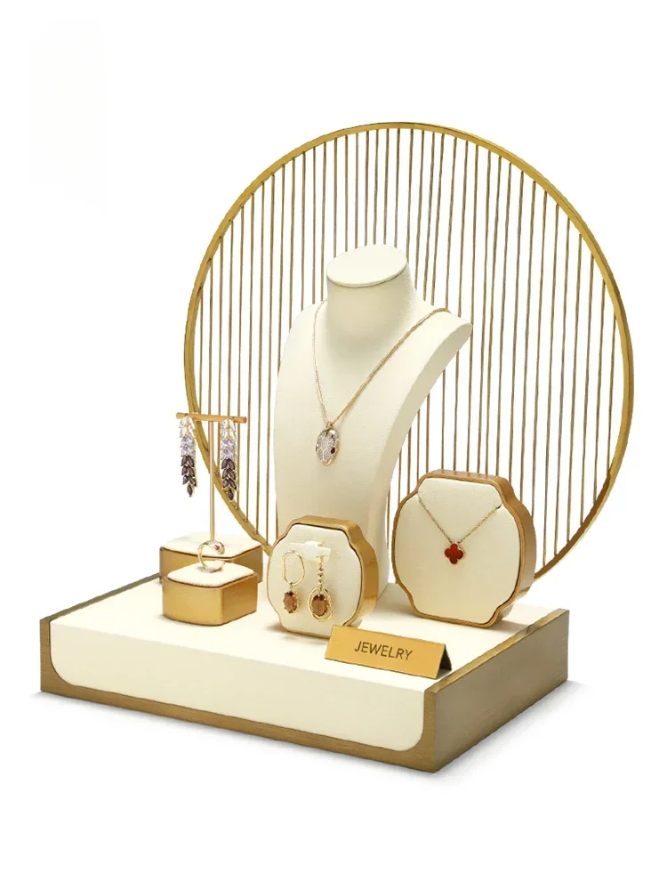 White microfiber jewelry display props, rings, necklaces, earrings, bracelets, counters, window jewelry display racks