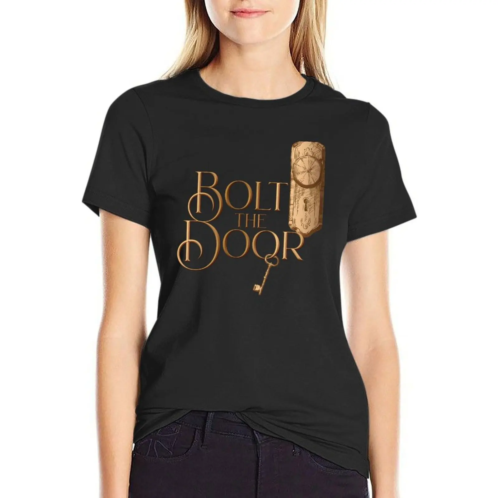 

Футболка Bolt The Door-Outlander, футболки с графическим рисунком, одежда в стиле хиппи, футболки для женщин, свободный крой