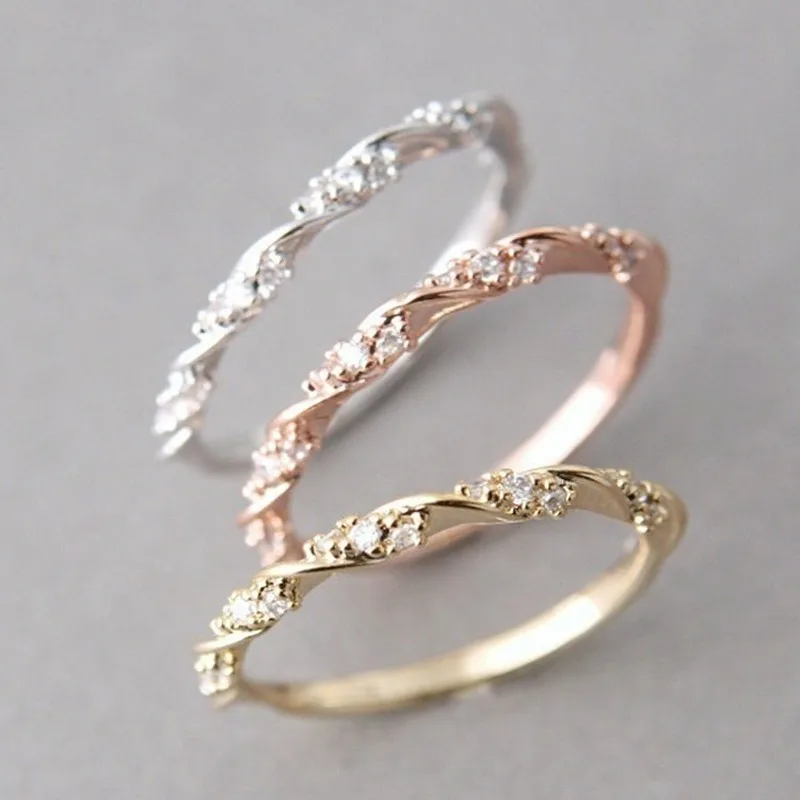 Simple Style Twist Female Ring Fashion Rhinestone Creative Handmade for Women Jewelry Girls | Украшения и аксессуары