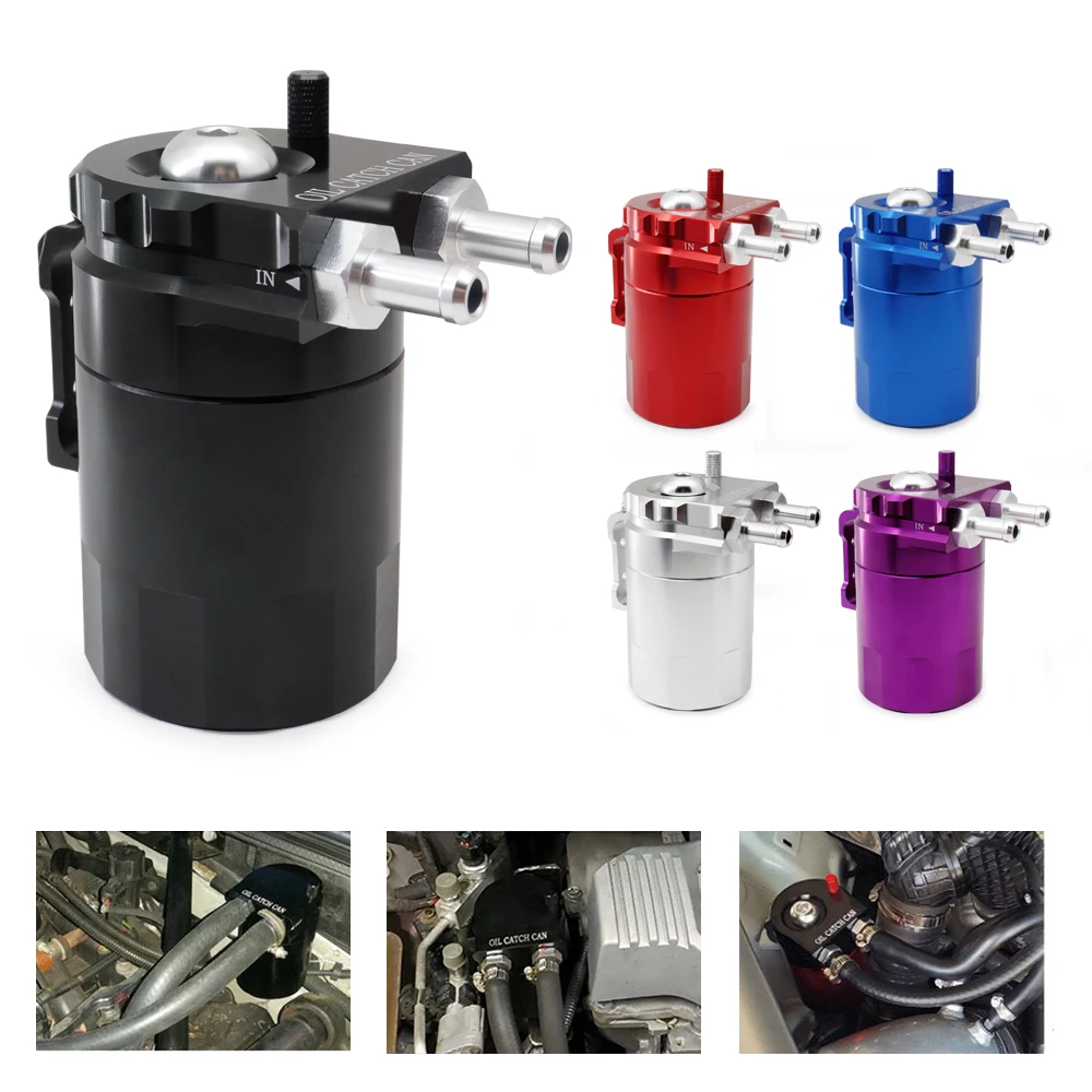 Universal Baffled Aluminum Oil Trap Reservoir Fuel Catch Tank With Air  Filter Red Black Blue Silver Purple Oil Catch Can Kit - AliExpress