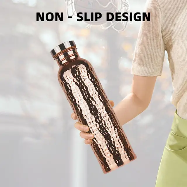800ML Copper Sports Water Bottle Hammer Pattern Leakproof Outdoor Cycling Gym Fitness Travel Electroplating Drinking Cup 3