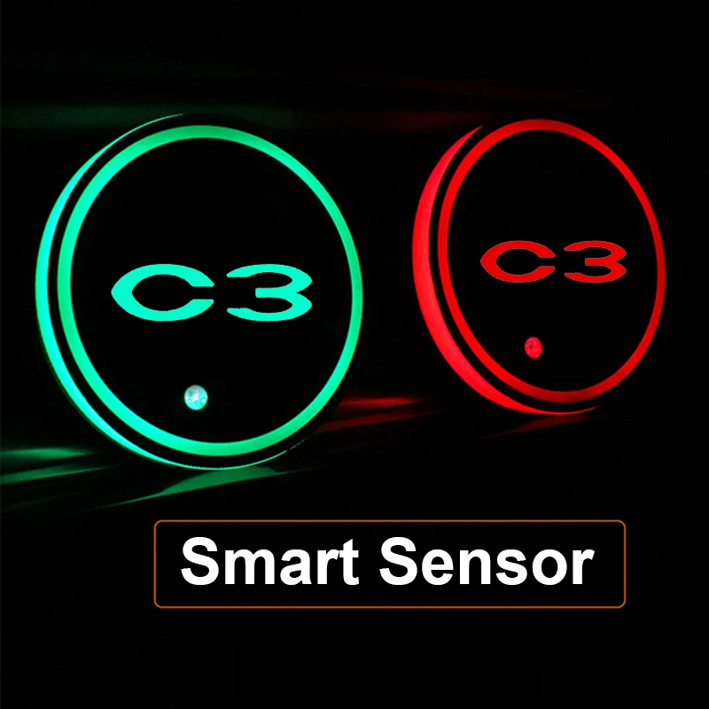 

Разноцветные автомобильные подстаканники для Citroen C3, USB-зарядка, противоскользящее искусственное украшение для автомобильной атмосферы