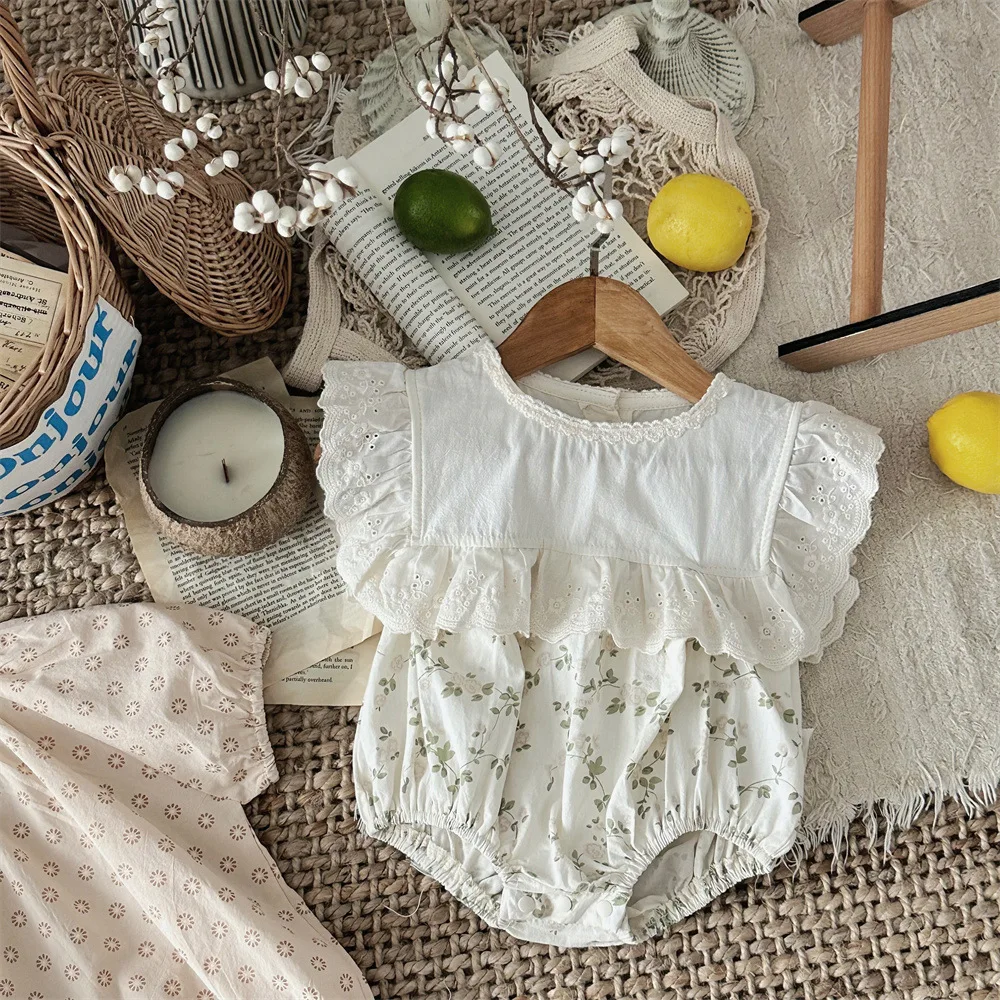 Cotton Baby Girl Bodysuits Summer Floral Onesie