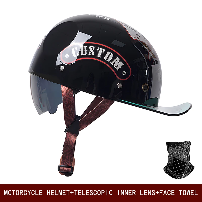 Motorcycle retro helmet universal cruise skateboard bike semi-helmet motorcycle new national standard summer