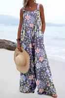 2024 European and American womens cross-border summer new digital printing jumpsuit fashionable ethnic style buttons - Image 5