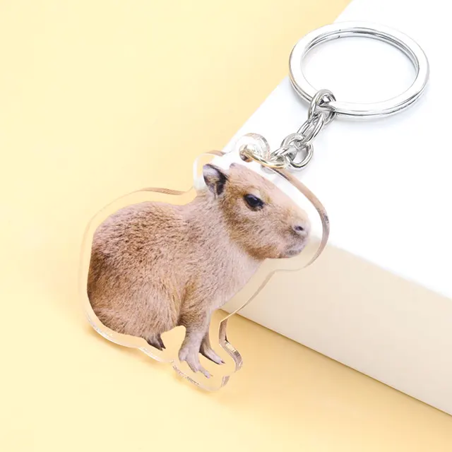 Engraçado Capivara Meme Acrílico Chaveiros, Double Sided Animal