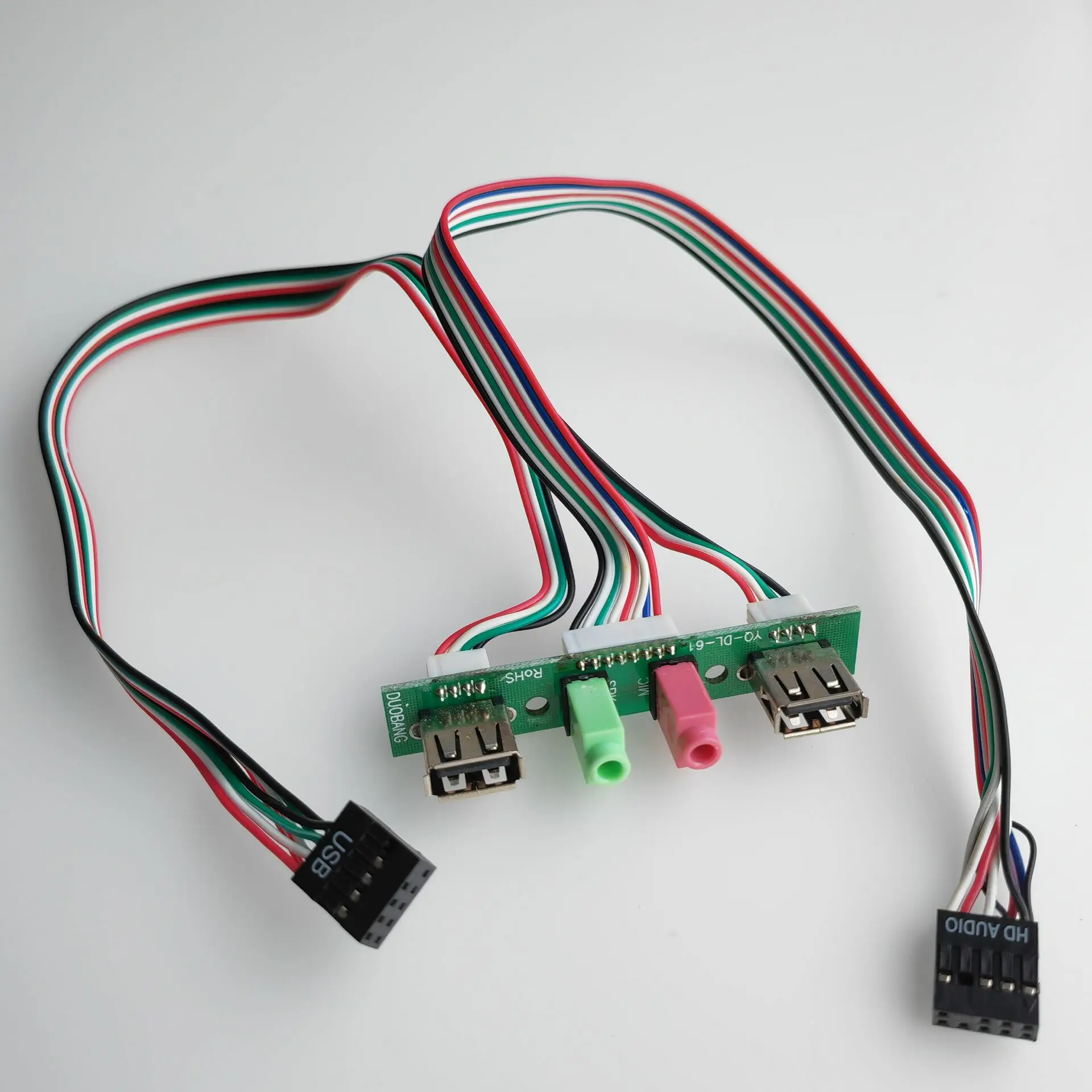 30cm 2-Port USB 2.0 9Pin 3.5mm HD Audio Motherboard Cable Front