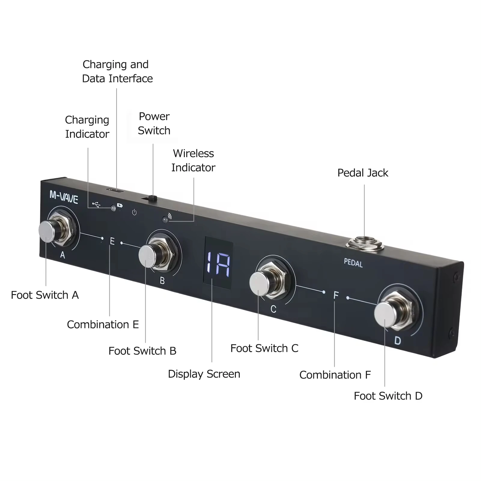 Midi Controller M-VAVE Chocolate BT Rechargeable 4 Buttons Pedal APP Control Wireless Transmission System