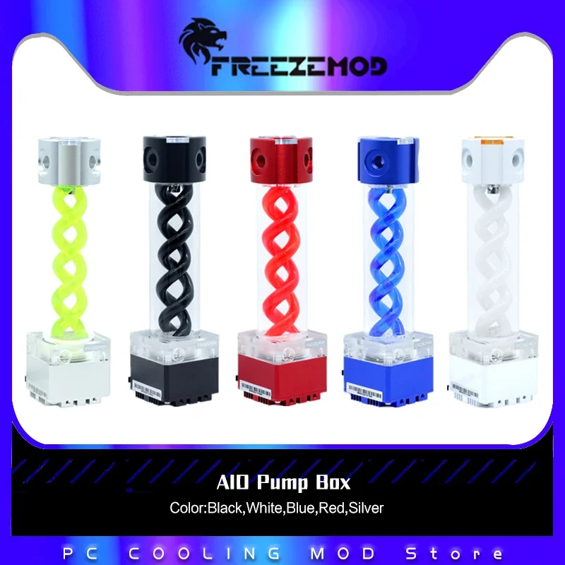 FREEZEMOD DDC AIO охлаждение корпуса насоса + Круглый ДНК спиральный резервуар RGB PWM 4 метра расхода 800 л/ч, 20-30 см 5 в 3 контакта ARGB PUB-FS6MB