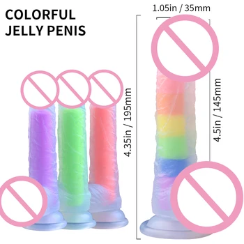 Soft Rainbow Huge Dildo With Suction Cup Anal Realistic Penis Sensor Skin Sex Toys Masturbator Dildos G-spot Orgasm For Women 6