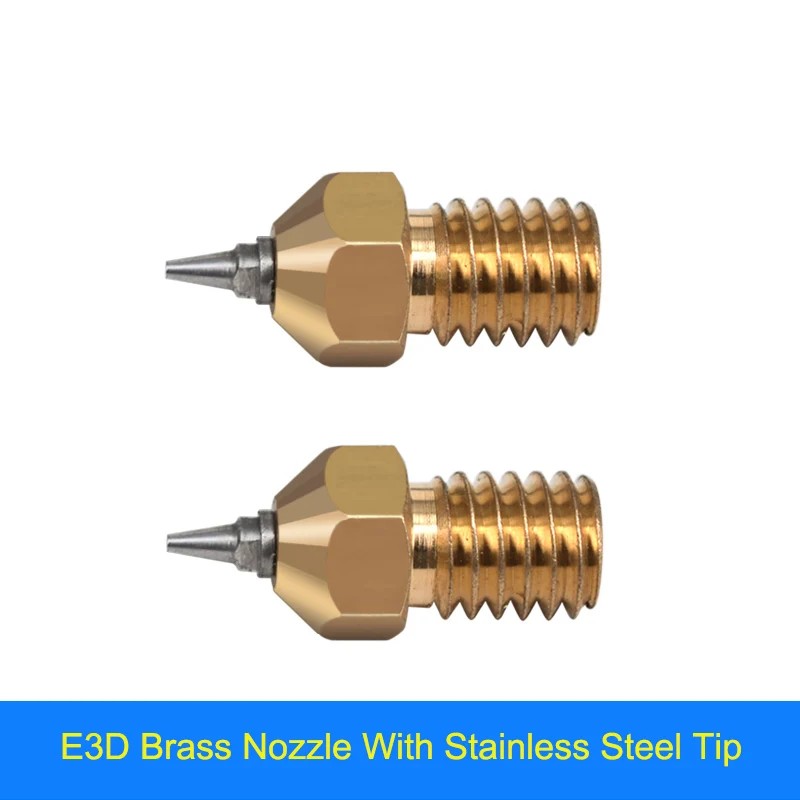 E3D Brass Nozzle With Stainless Steel Tip Detachable Inner Diameter 2.0mm Thread M6 Nozzle 0.2-1.75mm For 3D Printer Accessories