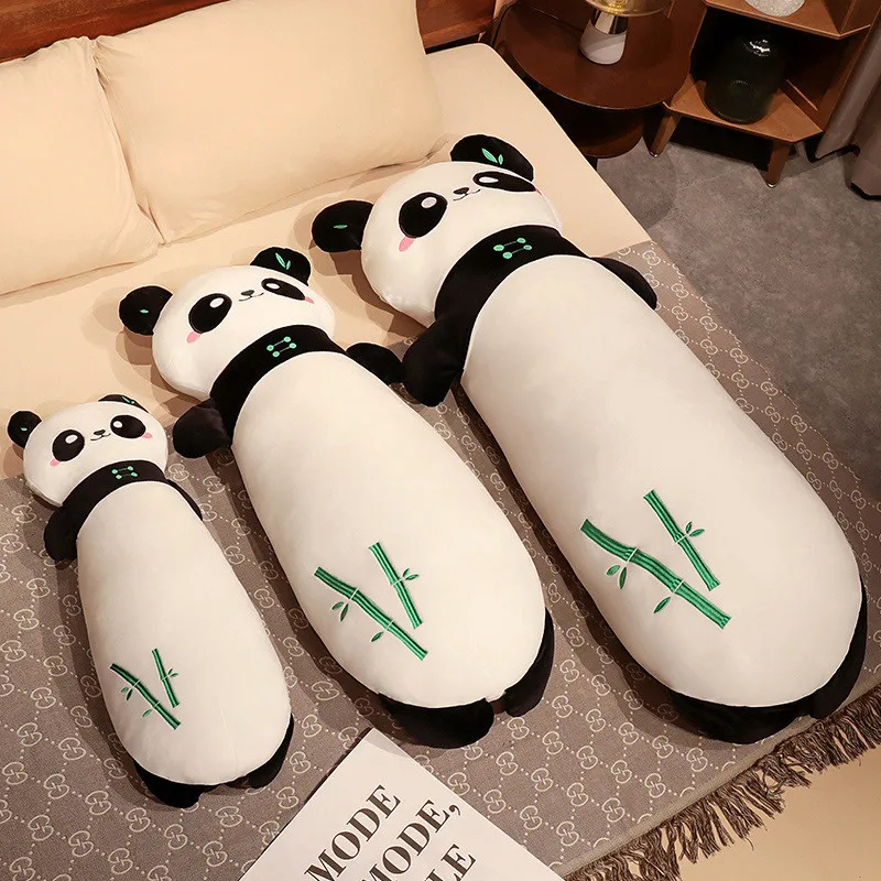 

70-130cm Cartoon Panda Plush Long Pillow Toy Cute Stuffed Animals Giant Panda Removable Inner Liner Pillow Anime Soft Cushion