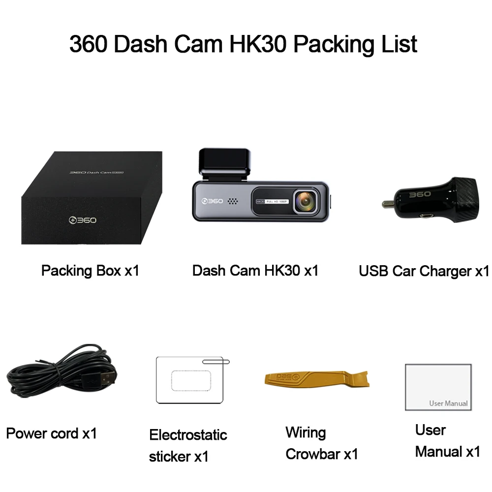 360 Dash Cam para la cámara del coche para el vehículo 1080p App Hk30 Wifi  G-sensor coche Dvr 24h Parking Monitior Fov130 Grabadora de video nocturna