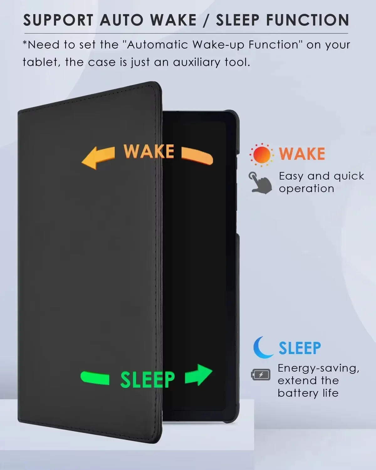 Enhanced Anti-Fall Protective Tablet Case with 360° Rotating Stand and Sleep/Wake Function