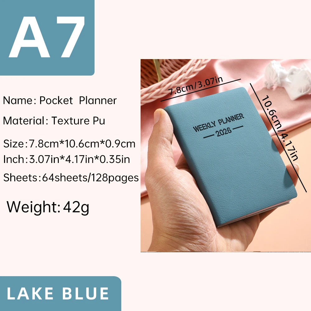 A7 Compact Morandi Color PU Cover Daily Planner - 2026 Edition