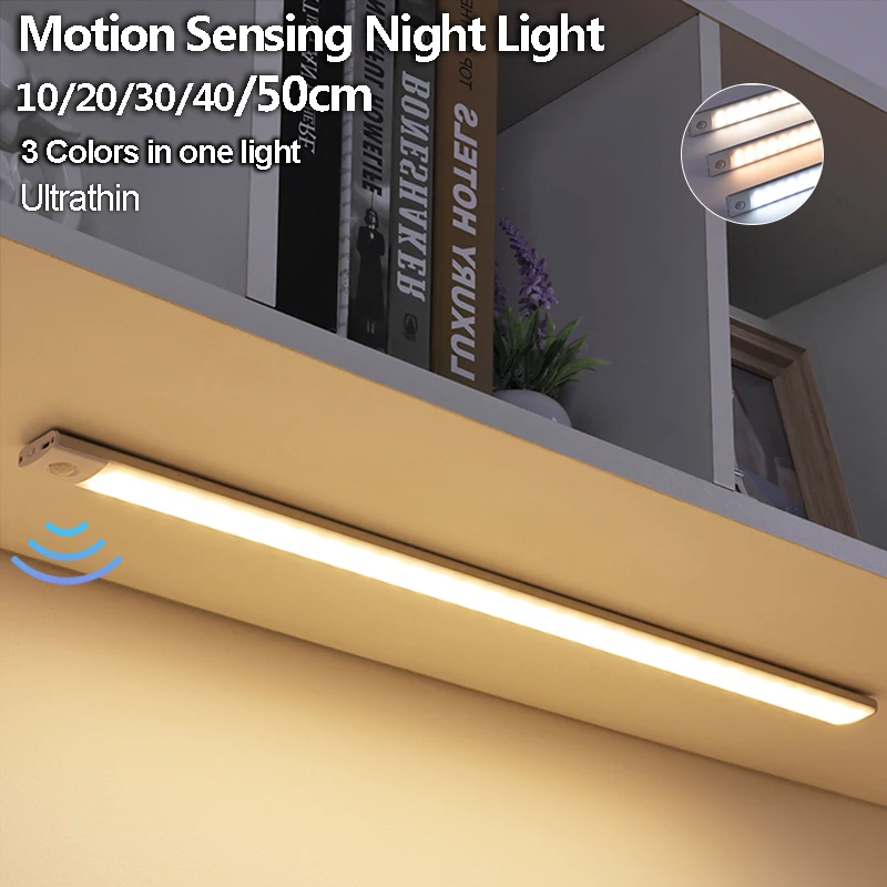 

Motion Sensor Night Light USB Rechargeable Wireless Lamp Under Cabinet Led Lights for Kitchen Cabinet Bedroom Wardrobe Lighting