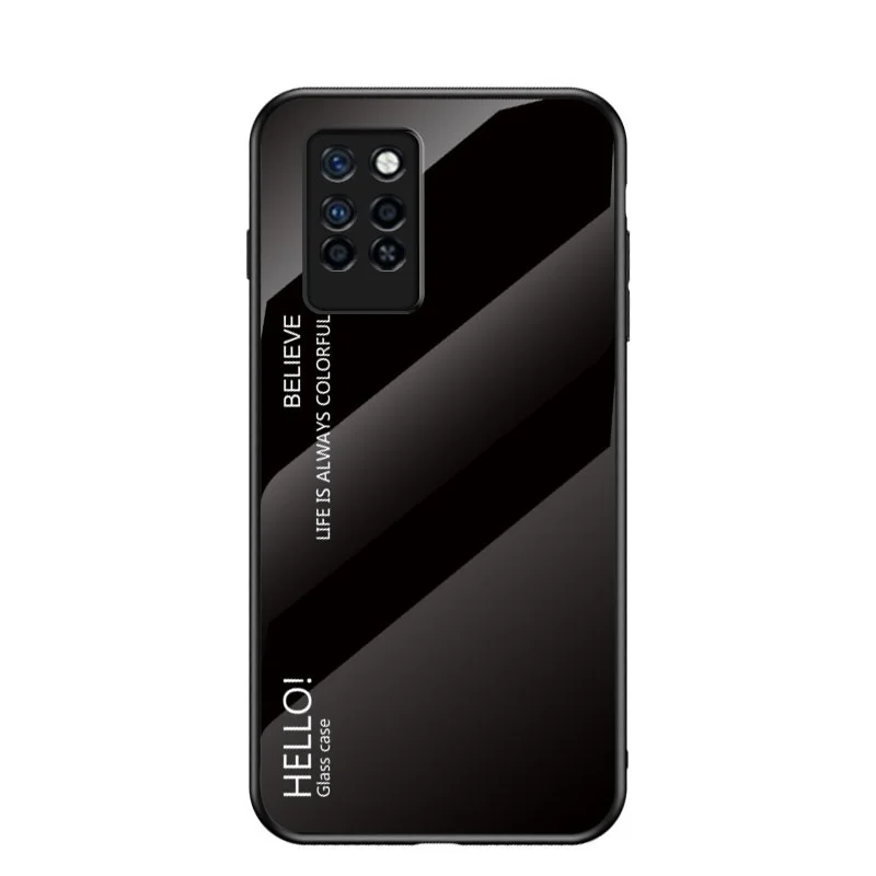 Gradient Tempered Glass Hard Cover Back Phone Case with Glass Protector
