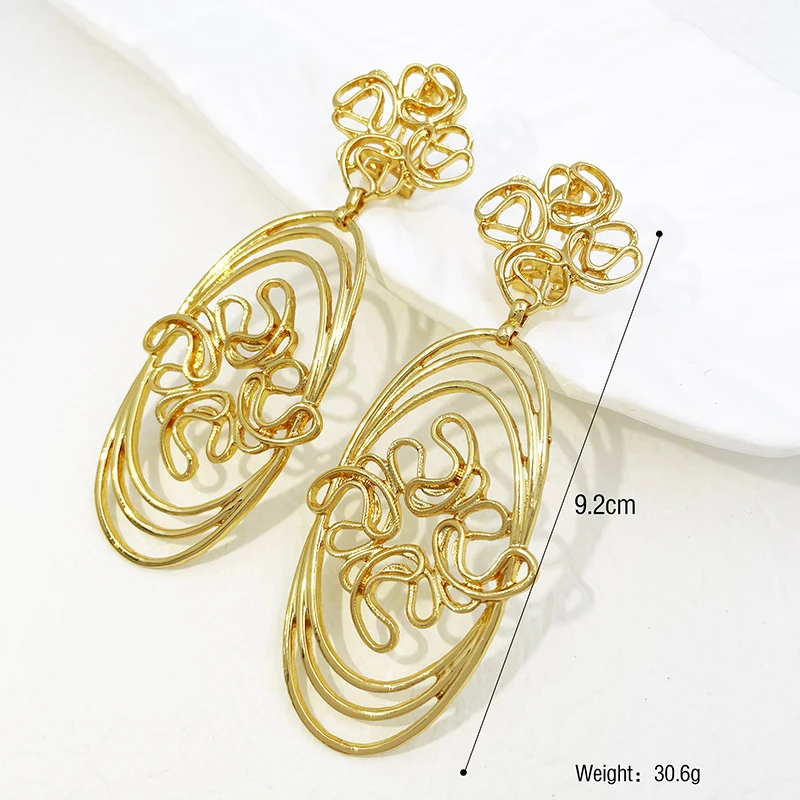 Top trending large size drop earrings for women, featuring the latest 18K gold-plated design. 