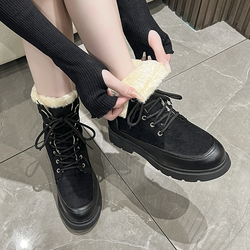Suede Women's Boots 2023 New Winter Cold-proof and Warm Modern Boots Outdoor Casual Sports Plush Short Boots Zapatos De Mujer