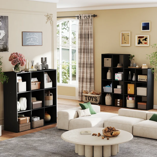 JHK 9 Cube Storage Organizer Wooden Shelf Bookcase Open Bookshelf for Display Storage Bookcase
