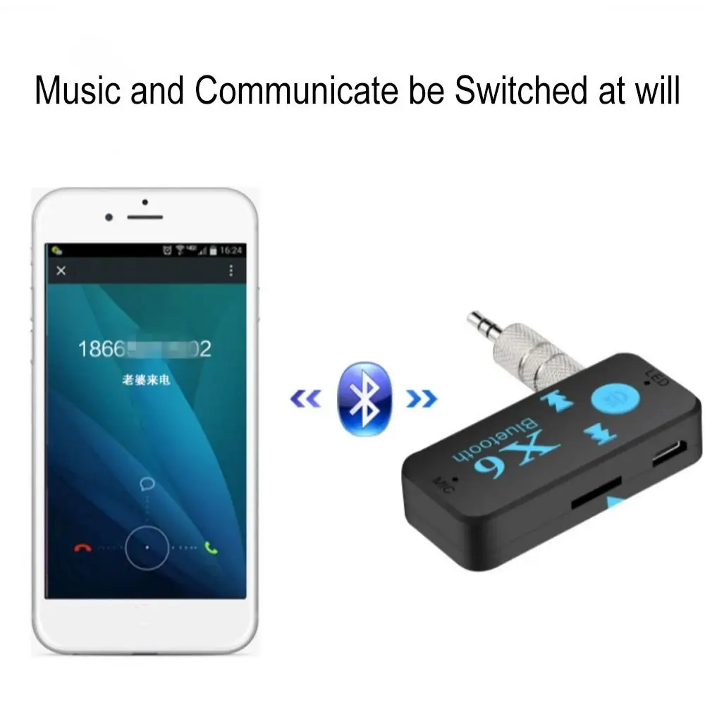 MIC X6 Bluetooth Receiver Mp3 Player 3.5mm Aux Jack USB Wireless Audio Adapter Support TF Card Wireless Music Receiver Car Kit bluetooth audio adapter bluetooth mp3 receiver bluetooth music player car audio converter