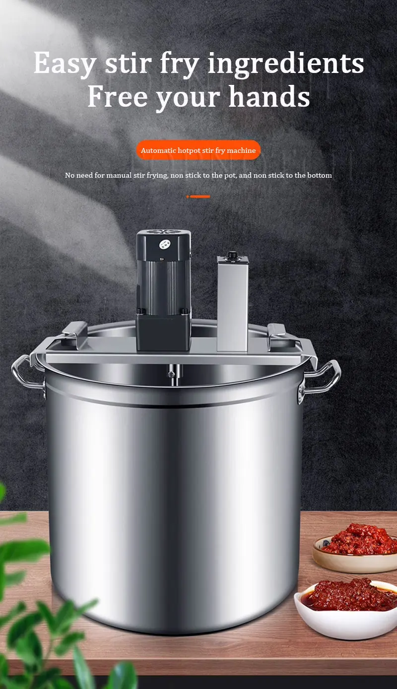 Description Picture 3 of itemIndustrial Small Hot Pot Sauce Stir Fry Boiling Pan Stainless Steel Chili Paste Stirring Heating Cooking Machine
