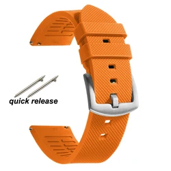 Classic Tropical FKM Rubber Watch Strap - Premium Replacement Bracelet Belt, 20mm/22mm - 22mm (Orange)