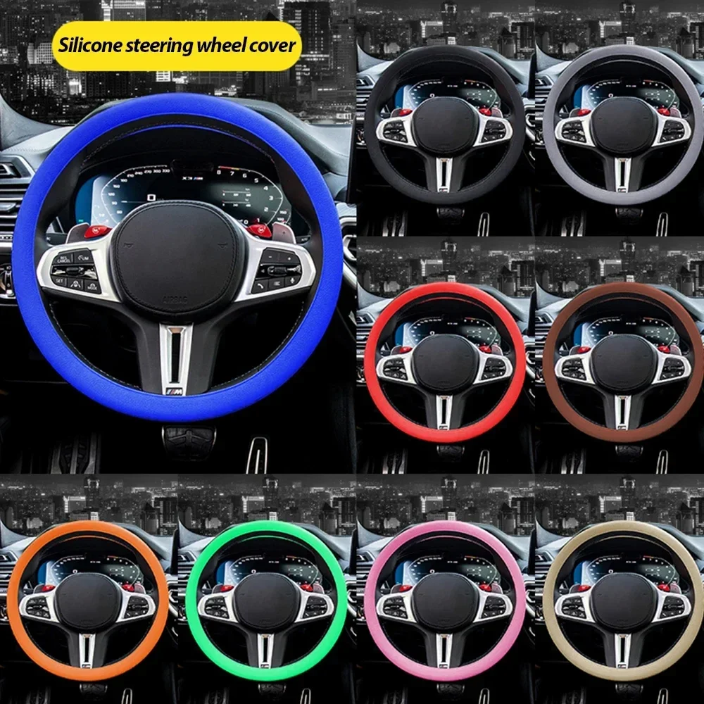 

Universal Car Silicone Steering Wheel Cover Elastic Glove Cover Texture Soft Multi Color Auto Decoration Covers Accessories