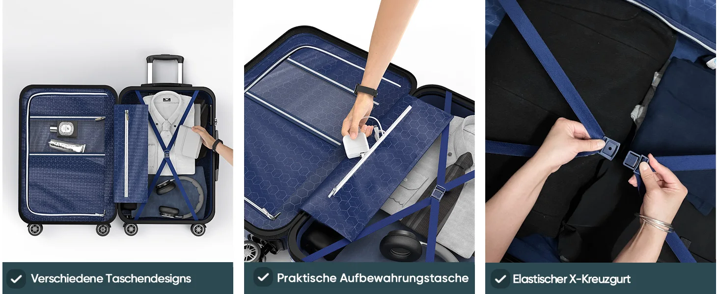 Koffer 20 Zoll/24 Zoll/28 Zoll Hartschale, erweiterbar, leicht, langlebig, Reisegepäck – Detail 2