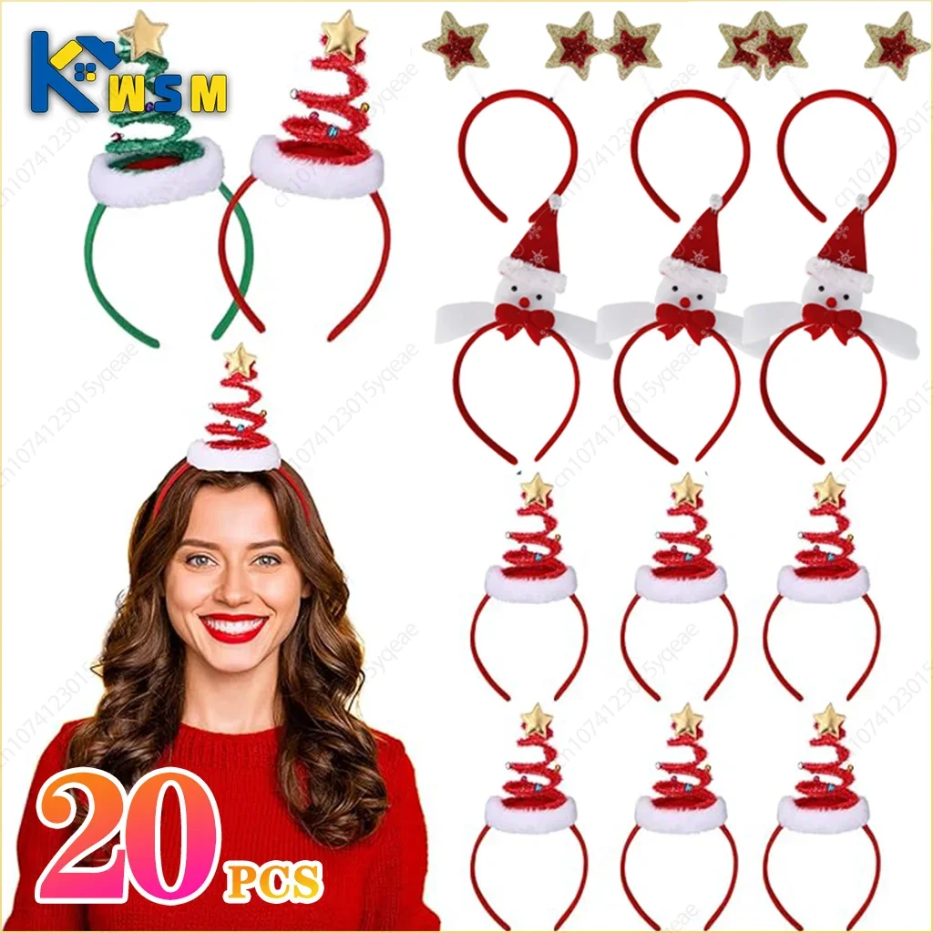 1-20PCS New Christmas Hair Bands Festive Party Decoration Adult children photo props Christmas hat snowman headband