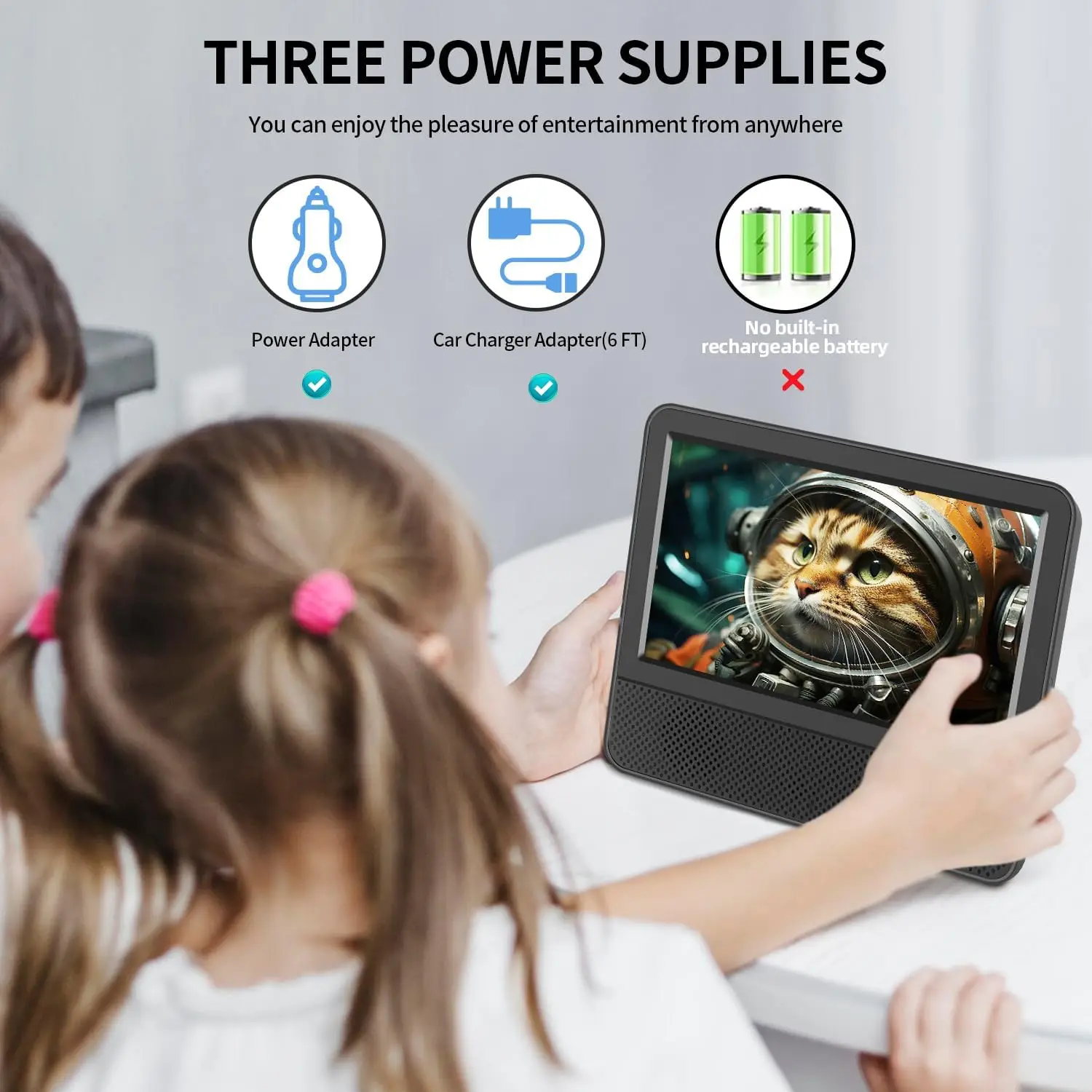 7' Portable Mini TV and IPS 1080P Screen-Digital ATSC Tuner-Headphones Out-USB/TF Port-HDMI Input,DC-12V for Camping Caravan